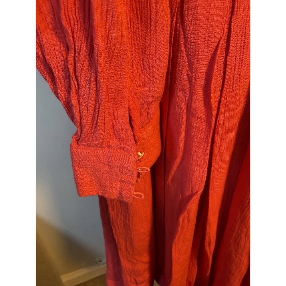 Free People Mia Gauze Floral‎ Embroidered Long Sleeve Mini Dress Size XS Red - Picture 7 of 11